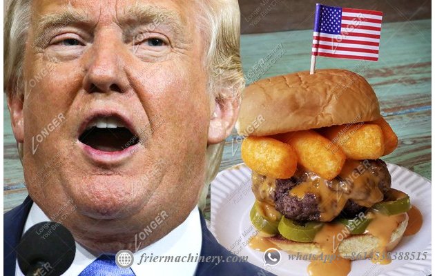 berger and french fries of trump made by continious frying machine